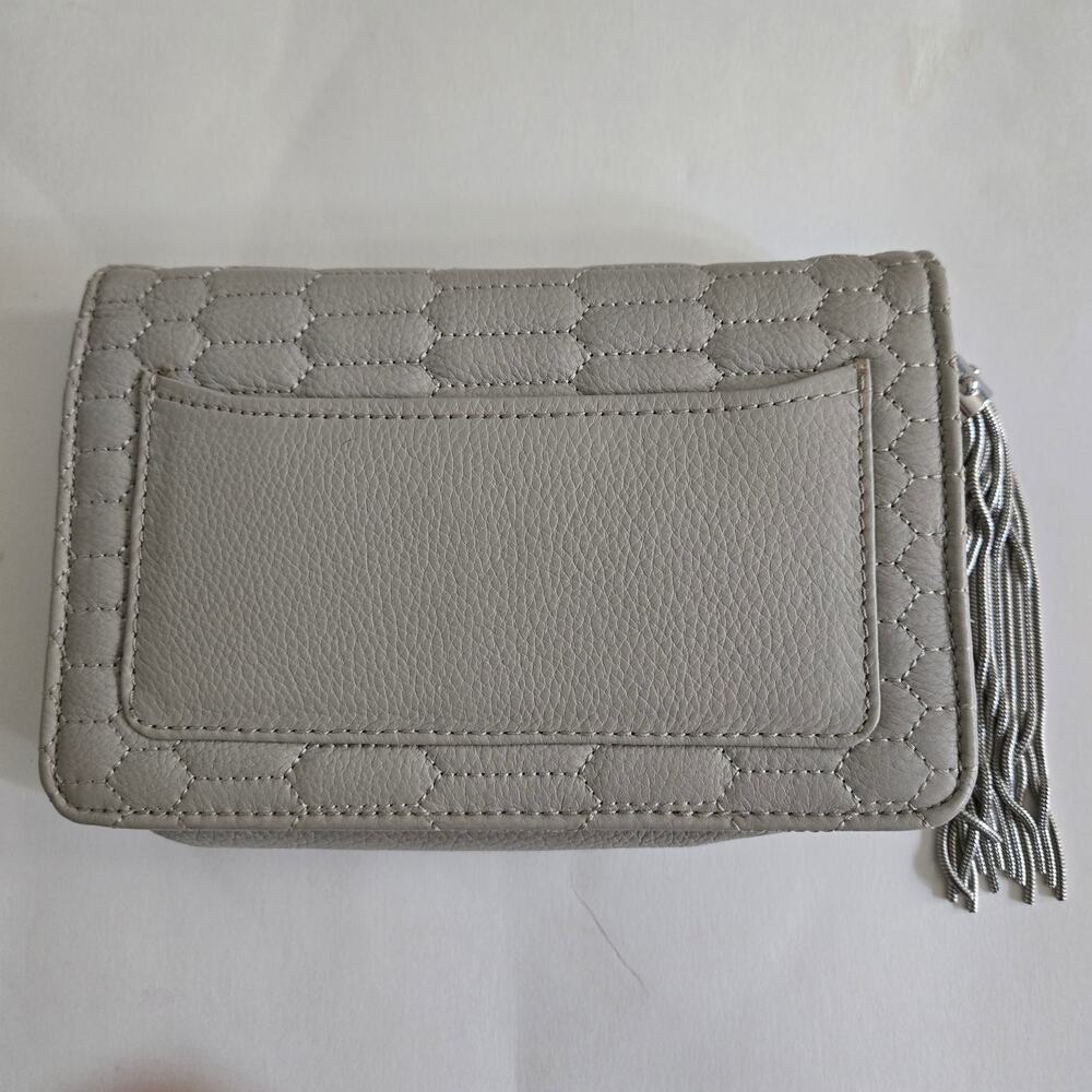 Aimee Kestenberg Quilted Leather Convertible Crossbody Clutch Chain Strap Beige - Picture 5 of 14